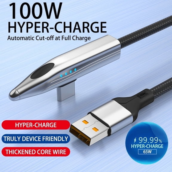 240W 100W Bullet Train Shape Fast Charging Cable 90° Elbow Type C Charger USBA/Type C To Type C Cable