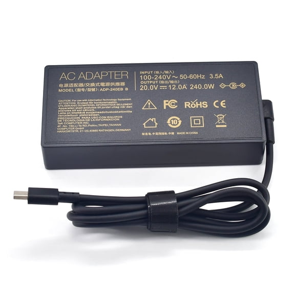 240W 20V 12A Laptop Charger for ASUSTUF Gaming A14 (2024 2025) Rectangle Tip Power Adapter