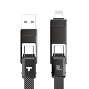 240W 4-in-1 Data Cable Super Fast Charging Cable,with Data Sync,480Mbps,USB C Charging Cord Combo Type C/USB A/L Port for iPhone/iPad/Samsung/Laptop