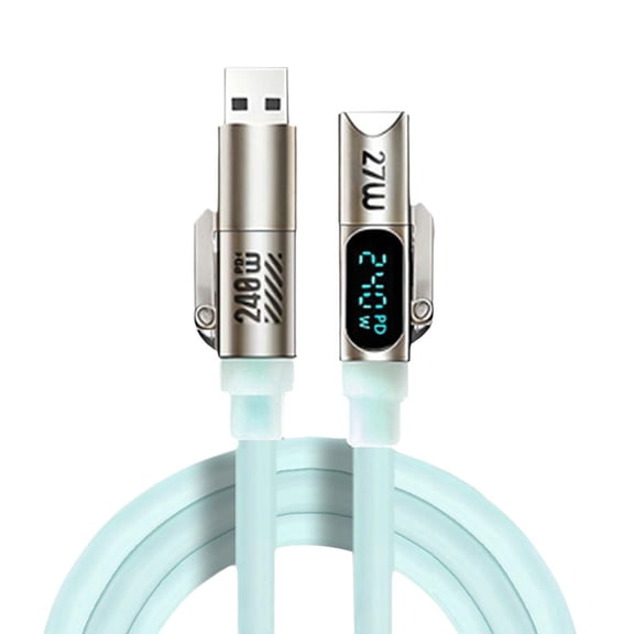 240W 4-in-1 Fast Charging Cable with LCD Display, Liquid Silicone USB Multi Charging Cord with Breathing Light, 1.8M