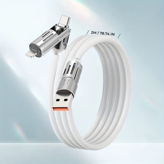 240W 4-in-1 USB-C Fast Charging Cable, Aluminum Alloy Braided Cord for Super Fast Charging & Data Sync, Compatible with Samsung Xiaomi Apple iPhone iPad