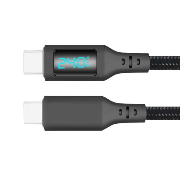 240W 480Mbps USB2.0 Type C to Type C Cable Rapid Data Transfer with LED Display for Phone 15 and More Charging Cord