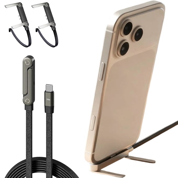 240W Braided Fast Charge Cable With Built-In Phone Stand,Sideway Charger,Invisible Sideways Charging Cord,Side Charging Cable With Stand,Sideway C Type Phone Charger,Usb C Charging Cable