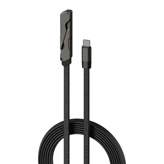 240W Braided Fast Charge Cable with Built-in Phone Stand, 2026 Upgrade Foldable Durable USB-C Cord 90 Degree USB C Cable Right Angle Multi-Functional Charger Cord Type-C to Type-C 47in