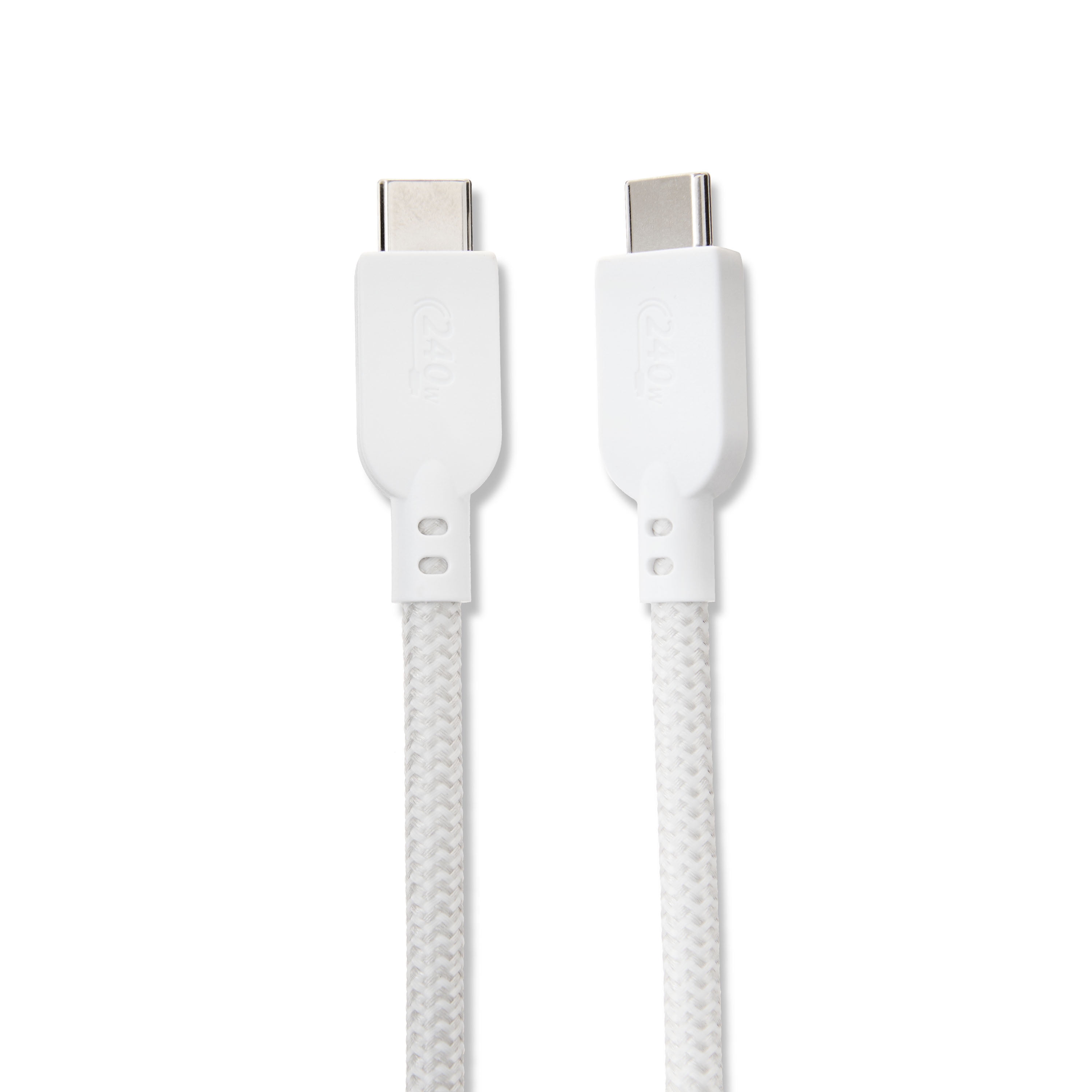 onn 6' USB-C to USB-C Cable White, Fast Charging and Data Transfer for Laptops