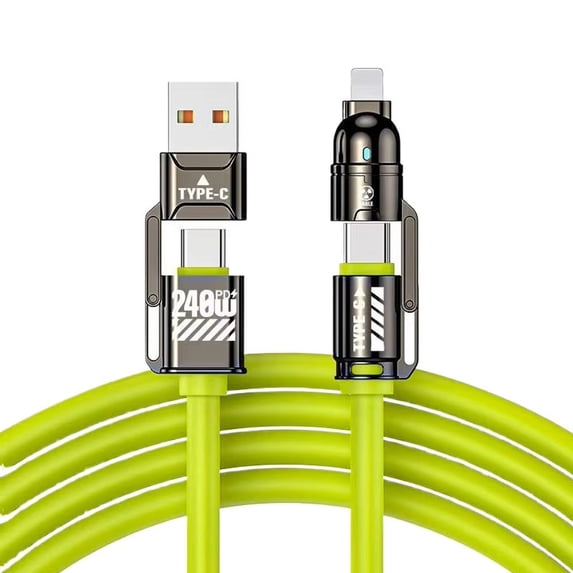 4 in 1 Charging Cable, 3.3FT USB C Cable & Data Transfer, Fast Charging for iPhone 17/16/15/14/13/12/11/10/9/8,Macbook,iPad,Samsung,Green