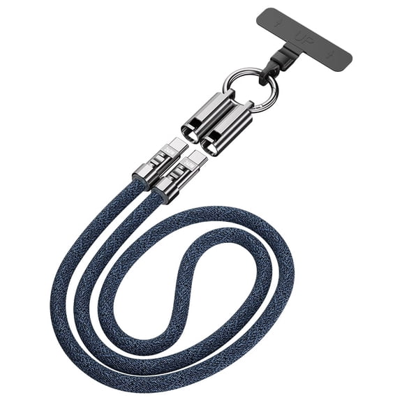 240W Fast Charging Lanyard +Type-C Cable 2 in 1, Anti-Loss Phone Wrist Strap for Secure Carry During Travel, Outdoor, Riding,Blue