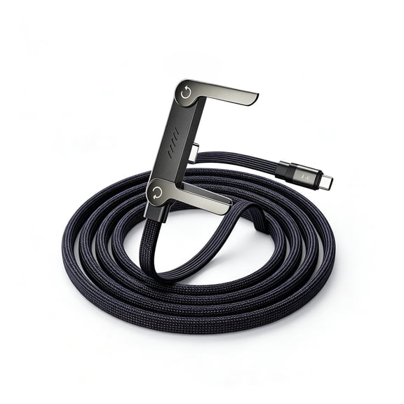 240W Foldable Rotating Stand Charging Cable Fast Charge Braided Cord 360 Degree Adjustable for Smartphones Tablets C to C