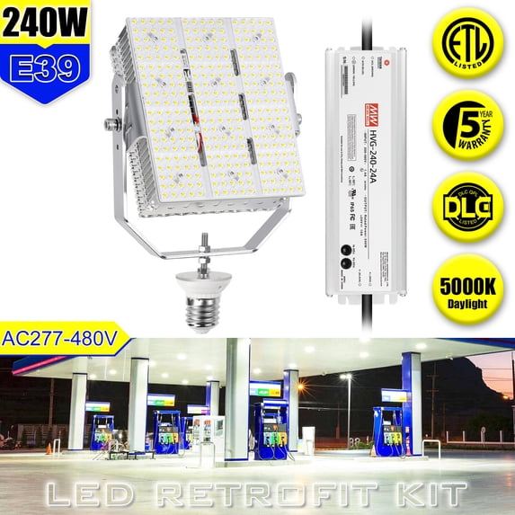 Kukuppo 150W LED Shoebox Retrofit Kit – 480V, 5000K, E39 Base, Replaces 650W MH/HPS/HID Parking Lot Lights-1012123