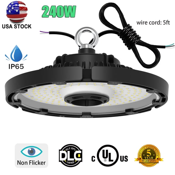 240W LED UFO High-Bay Warehouse Light Industrial Area Lighting AC 100- 277 Volts