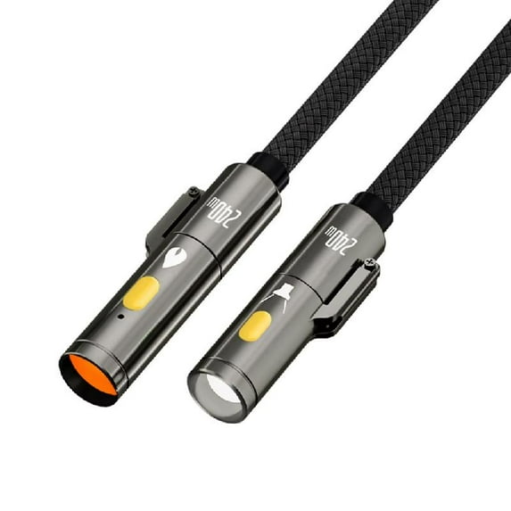 240W Male Type C Charging Cable with LED Light Function for Camping