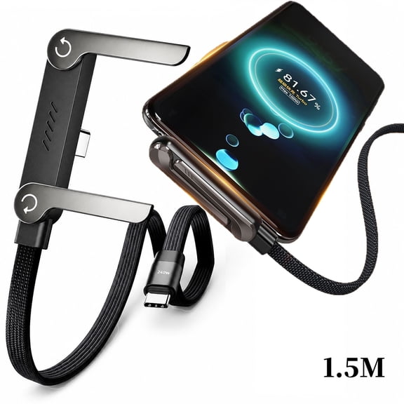 240W PD Fast Charging Cable Invisible Holder Charger, 360 adjustable metal stand 2-in-1 For gaming, office, home