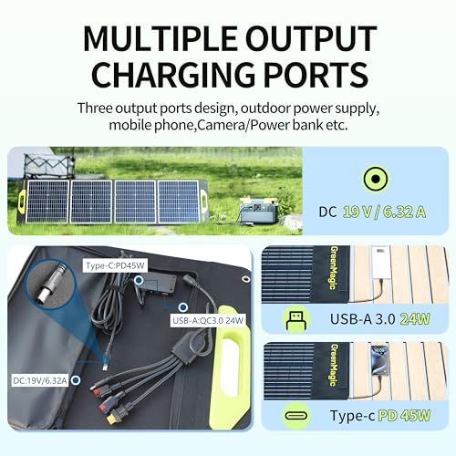 240W Portable Solar Panel 20V, Greenmagic 2pcs 120W Portable Solar Panel 23% Efficiency Foldable Solar Panel IP67 Waterproof Foldable Solar Panel for Home & Camping, Outdoor, Power