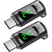 240W USB C Adapter Power Meter Tester, 2 Pack 80Gbps USB C Male to Female Extension Connector with Digital Display, for iPhone 15/16, MacBook, iPad & Headphone, Hub, Laptops, Game Controller