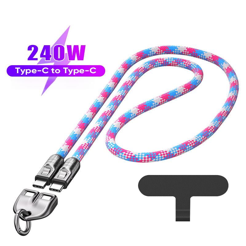 240W USB-C Fast Charging Phone Lanyard | 7mm Nylon | Crossbody/Wrist Strap-YY