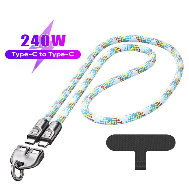 240W USB-C Fast Charging Phone Lanyard | 7mm Nylon | Crossbody/Wrist Strap-YY
