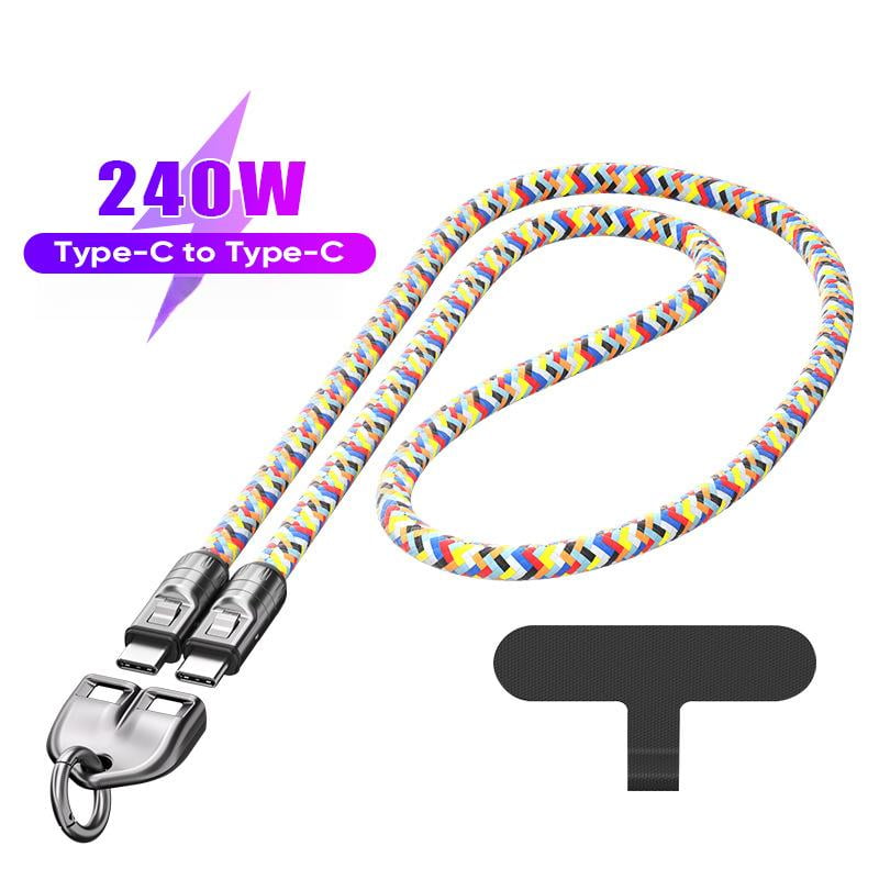 240W USB-C Fast Charging Phone Lanyard | 7mm Nylon | Crossbody/Wrist Strap-YY