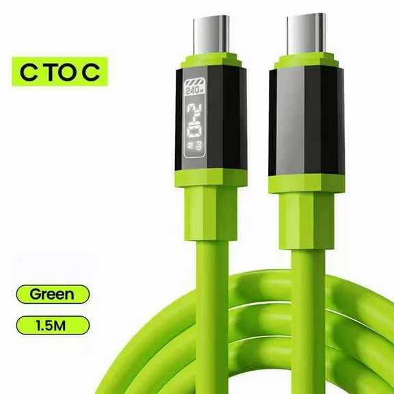 240W USB C Silicone Digital Display Cable Type C To Type C Fast Charging Cable For iPhone 15 16 Samsung Xiaomi Huawei Data Cord