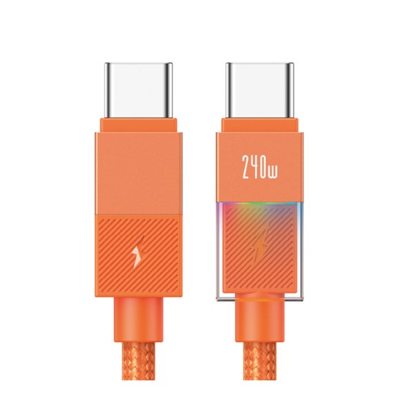 240W USB C To USB C Cable With Cool RGBs Light Indicators For Safe Fast Charging And File Syncing