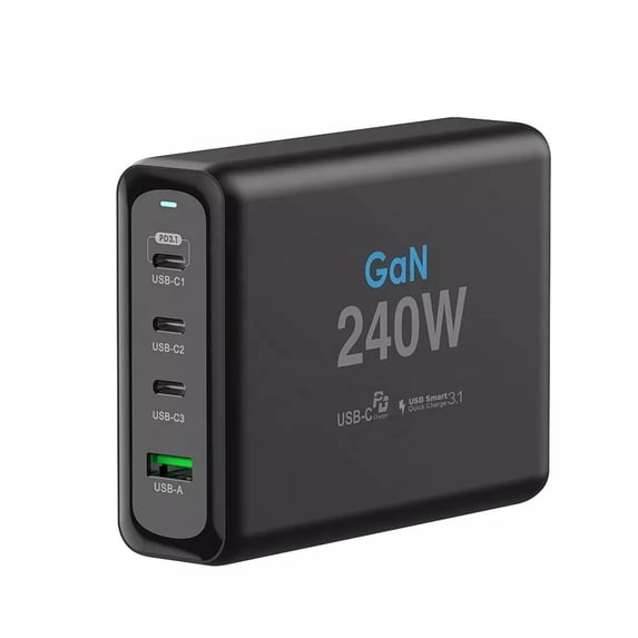 240W USB C Wall Charger 4-Port PD 100W 200W PPS65W GaN2 Fast Charging Station Laptop Travel Adapter