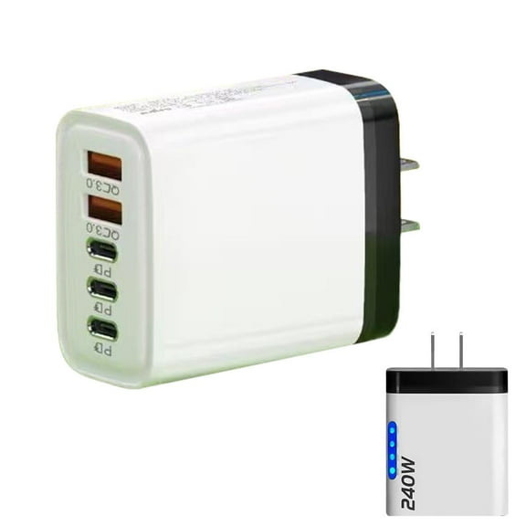 240W USB Charger Block – 2 USB-A + 3 USB-C PD Ports, Fast Charging Adapter