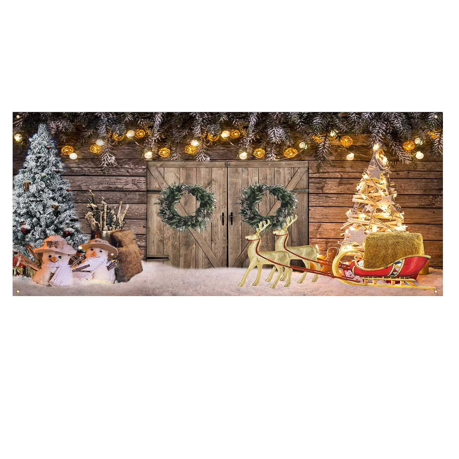 240X210CM Christmas Barn Garage Door Banner Large Christmas Background