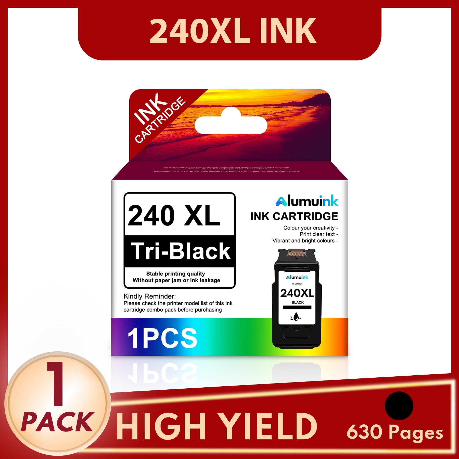 240XL 1 Pack Ink Cartridge Replacement for Canon PIXMA MG3620 MG3620 MG3620 MG4120 MG3120