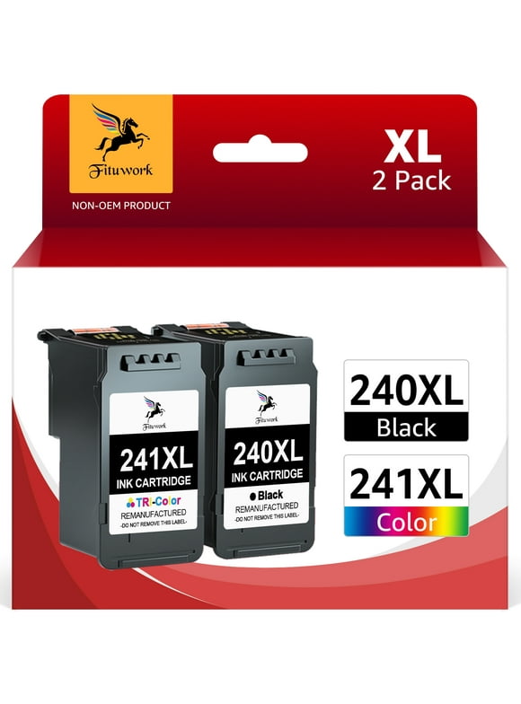 240XL 241XL Ink Cartridges for Canon ink 240 and 241 for Canon 240XL and 241XL for Canon Pixma MG3620 TS5120 MG2120 MG3520 MX452 MX512 MX532 MX472 (1 Black, 1 Tri-Color)