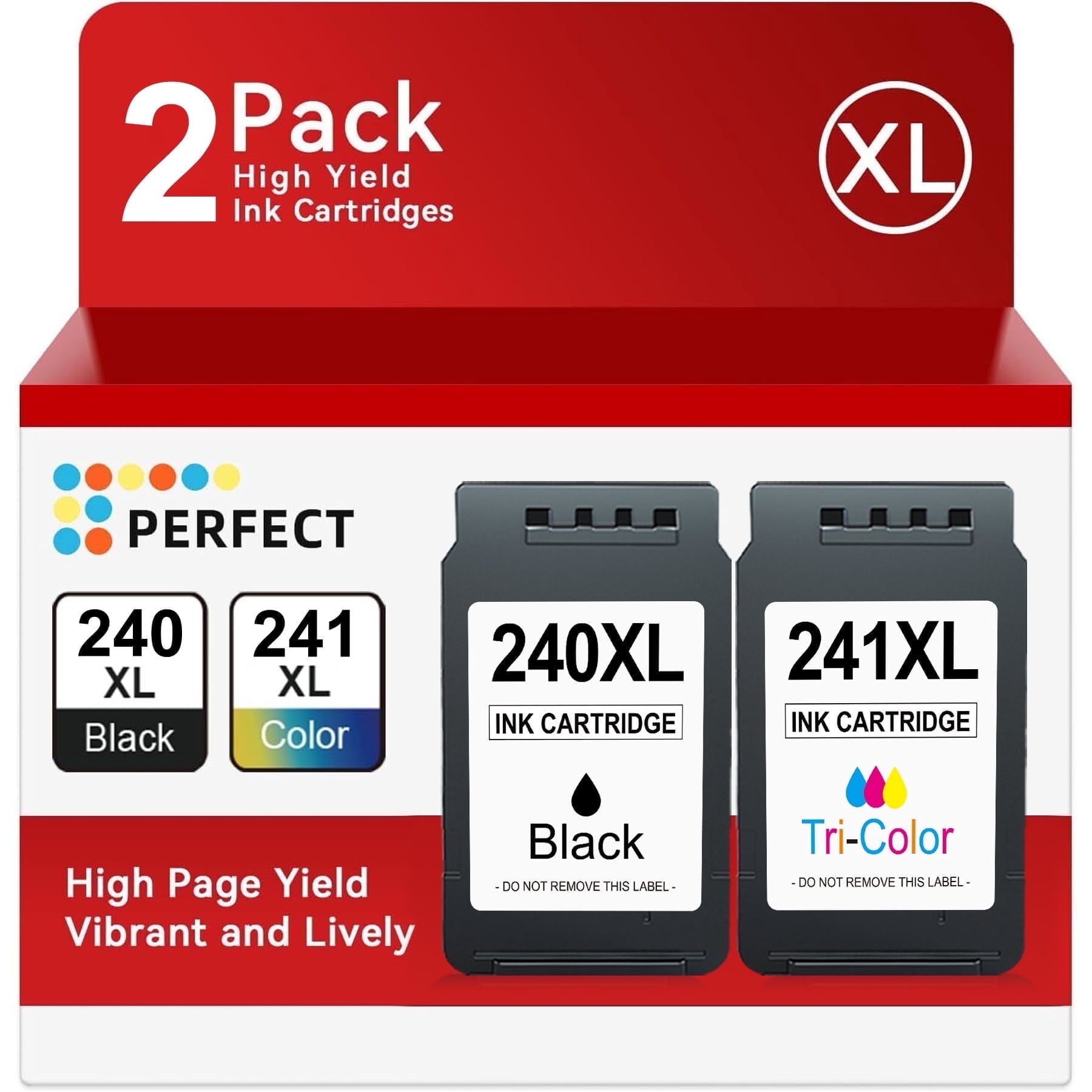 240XL 241XL Ink Cartridges Compatible for Canon 240 and 241 Ink Combo Pack for Pixma MG3620 MG3600 MG3120 TS5120 TS5100 MG4220 MG3520 MG2120 MX452 MX472 MX512 Printer( 2 Pack)