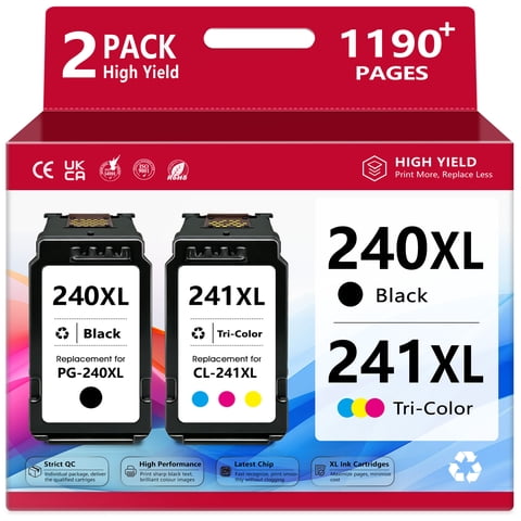 240 Ink Cartridges for Canon Ink 240 and 241 Compatible for Printer Ink Canon 240 Pixma MG3620 Printer(1 Black, 1 Tri-Color)