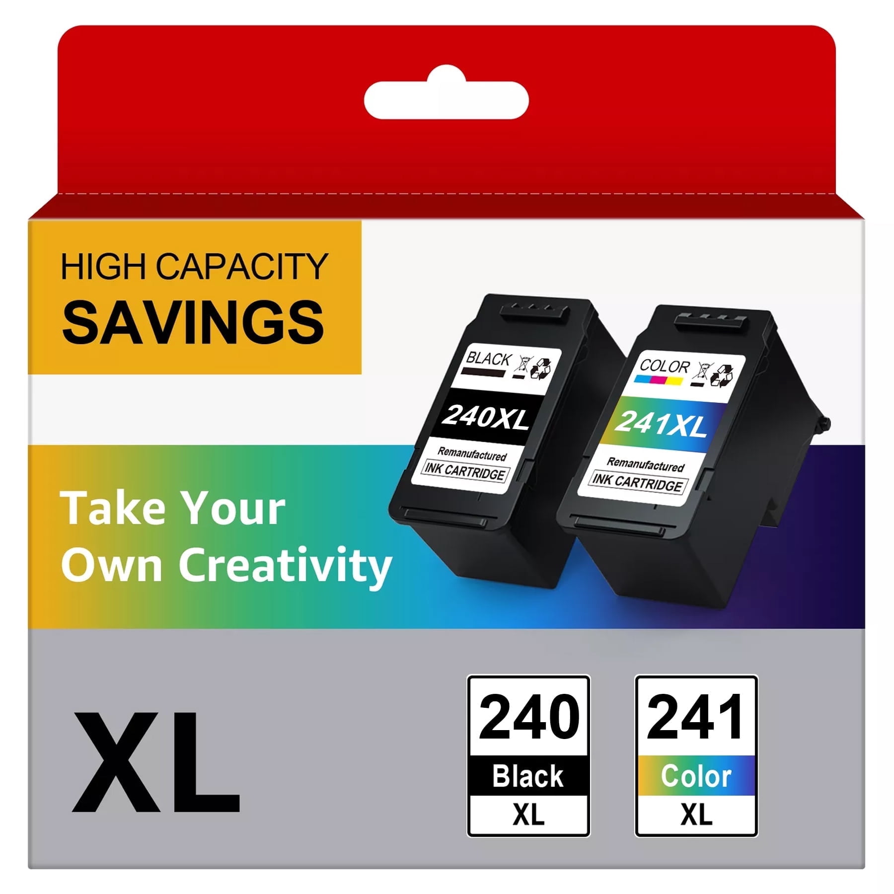 240XL and 241XL Ink Cartridge Replacement for Canon Ink 240 and 241 for Pixma MG3620 TS5120 MG2120 MG3520 MX452 MX512 MX532 MX472 Printer, 2 Packs