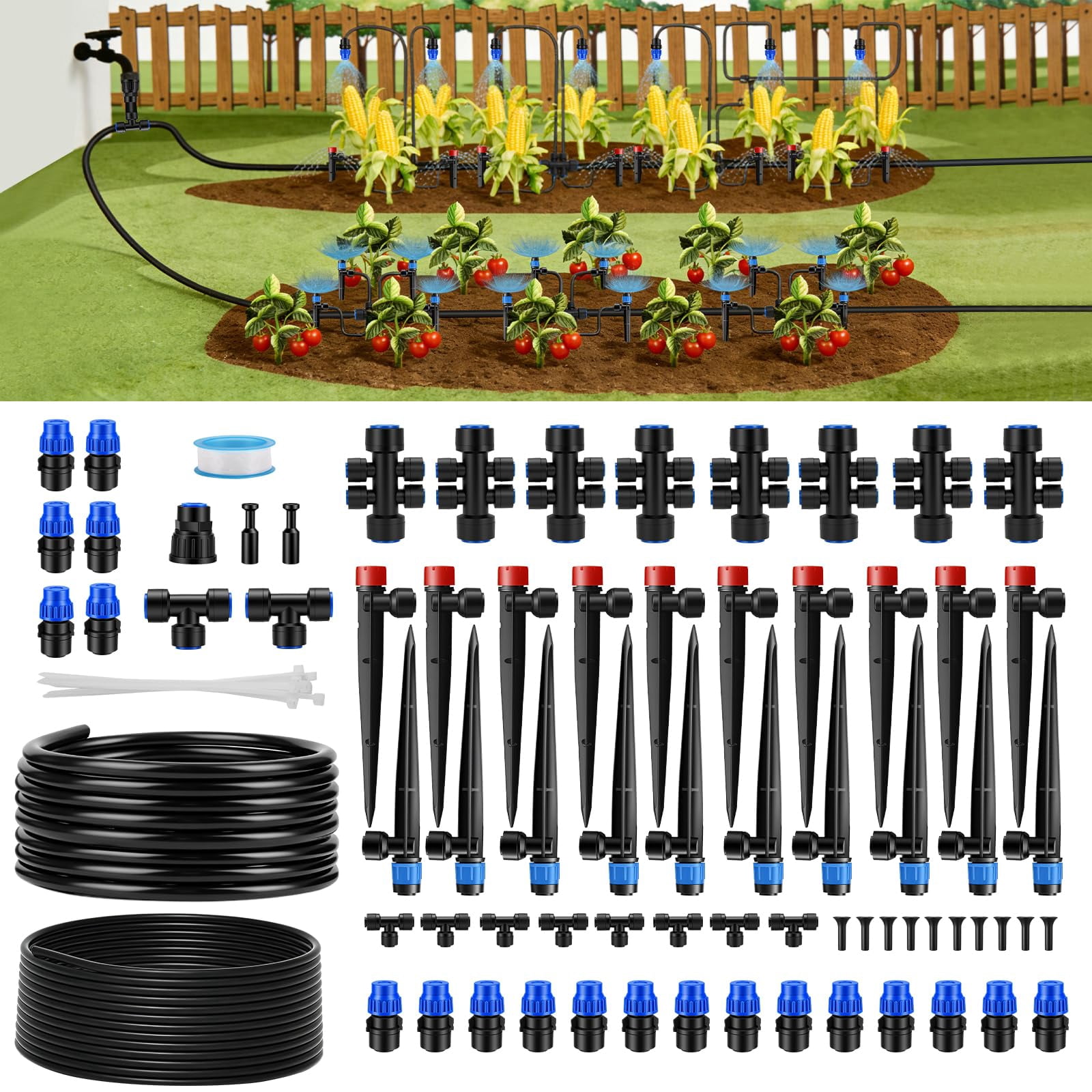 240ft Quick-connect Drip Irrigation System Automatic Garden Watering ...