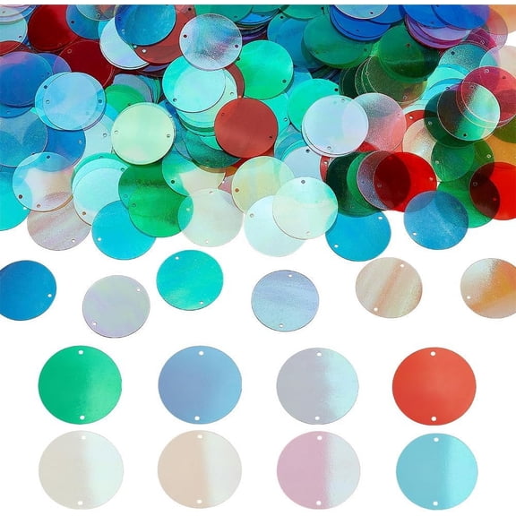 240g 1.1 inch Large Sequins for Crafts 8 Colors Flat Round Sequins Paillettes PVC Sequins Bulk Sequins with Double Holes for DIY Christmas Sewing Dress Art Project Embroidery Mixed Color