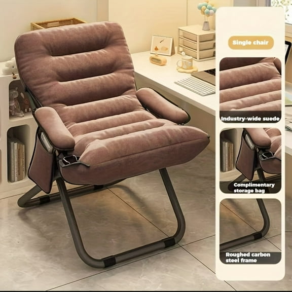 240lb Folding Moon Chair - Adjustable Padded Recliner - Sturdy Steel Frame & Plush Foam - Portable for Camping, Office, Balcony - Indoor/Outdoor Use