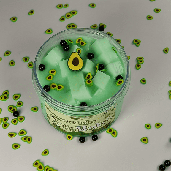 240ml Funny Avocado Jelly Boba Slime Kit, Soft Stress Relief Toys, Non-Sticky, for Birthday Gifts and Christmas Gifts