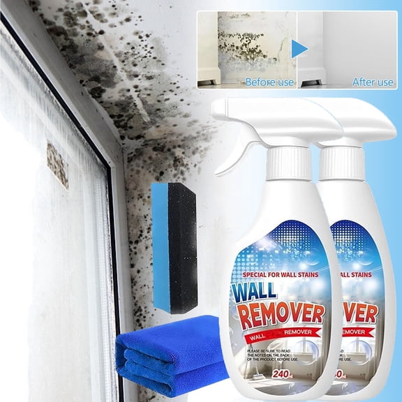 240ml Mold Remover 2 Pack Wall and Bathroom Mildew Cleaner Gel Anti Mold Stain Removal Kit for Tile Grout Silicone Wood Frame Deep Cleaning and Long Term Protection Set