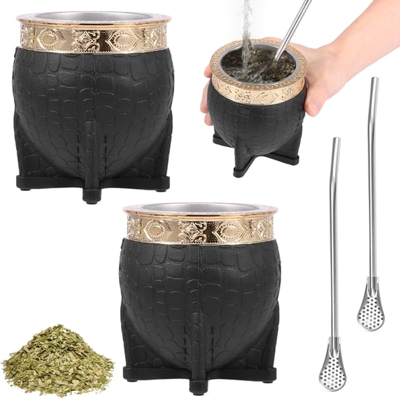 240ml Yerba Mate Gourd Set Stainless Steel Modern Mate Cup 2 Bombilla Straw Double Walled Hot and Cold Beverage Coffee and Tea