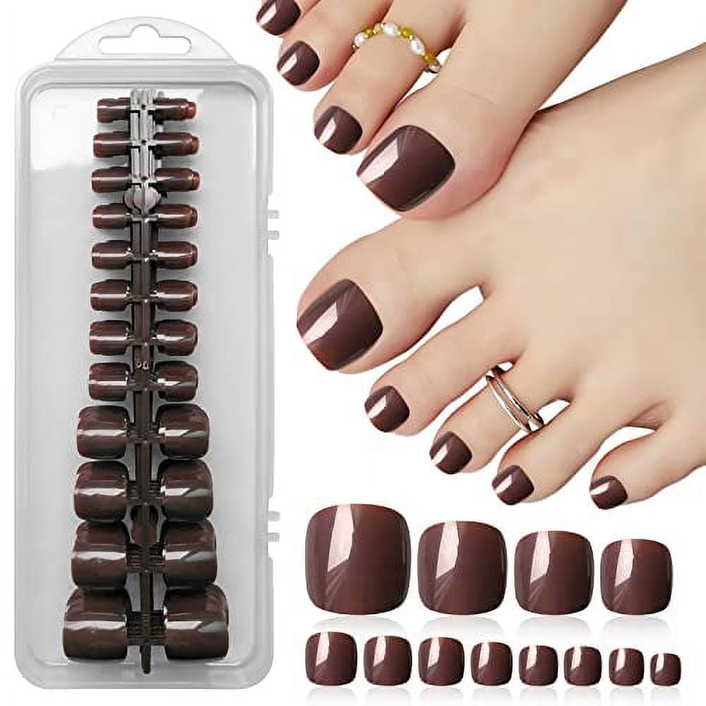 240pc Fake Toenails Glossy Colored Press on Toenails Full Cover Short ...