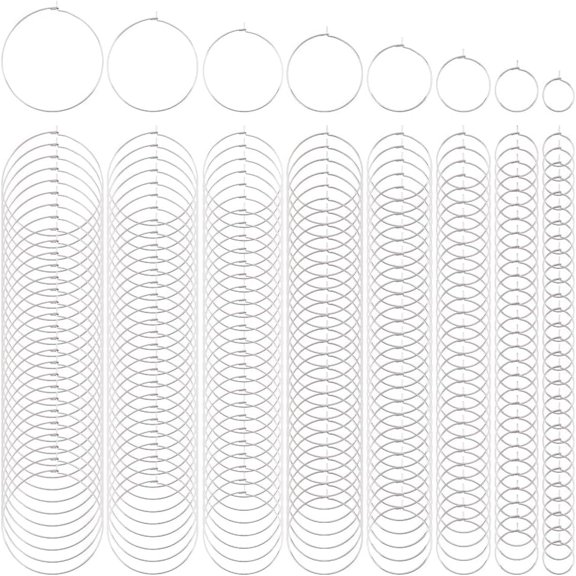 240pcs 8 Sizes Earring Hoops for Jewelry Making Stainless Steel Hoop Ear Wires Wine Glass Charms Rings for Wedding Party Wine Glass Marker Earring Making grey