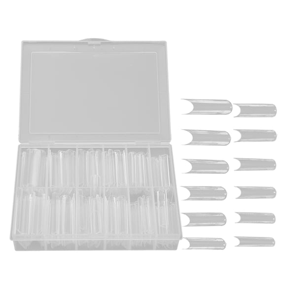 240pcs Extra Long Clear False Nail Tips Full Set for Home DIY and Salon Use, 12 Sizes Transparent Acrylic Artificial Nails Press On Nails