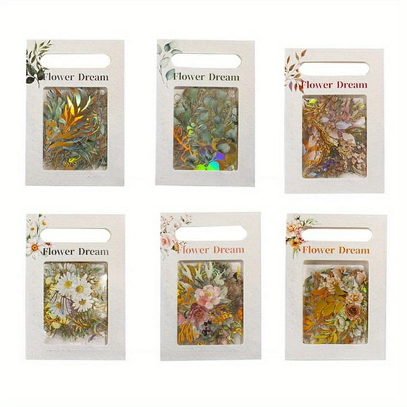 240pcs Flower Stickers For Journaling Flower Stickers Glitter Shiny Flower Waterproof Decorative Decal For Scrapbooking Supplies Small Flower Stickers Journal Planner