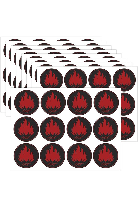 240pcs Fluorescent Red Flame Shaped Sticker Hot Stickers 1.5 Inch - 'HOT' Sticker HOT Imprint Flame Labels