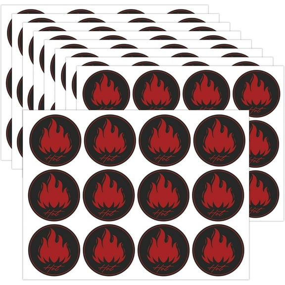 240pcs Fluorescent Red Flame Shaped Sticker Hot Stickers 1.5 Inch - 'HOT' Sticker HOT Imprint Flame Labels