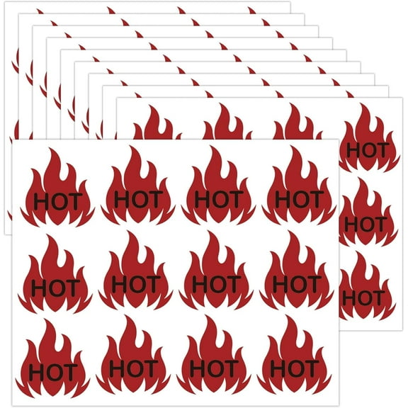 240pcs Fluorescent Red Flame Shaped Sticker Hot Stickers 1.5 Inch - 'HOT' Sticker HOT Imprint Flame Labels