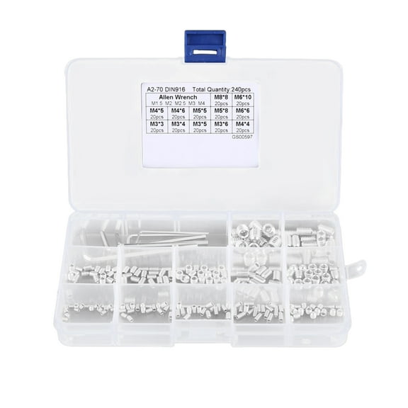 240pcs Hand Screw Set Hex Socket Head Screws set with Storage Box Allen Head Screws set for Household & Workshop Use
