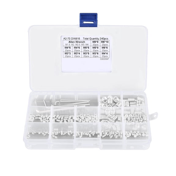 240pcs Hand Screw Set Socket Head Screws set with Storage Box Allen Head Screws set for Household & Workshop Use
