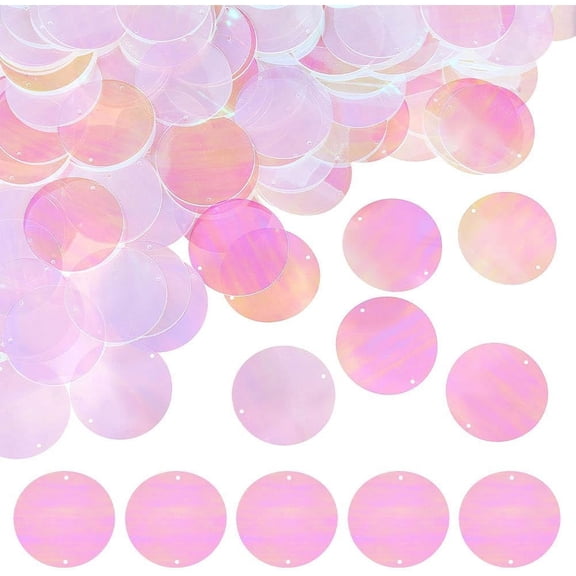 240pcs Large Round Rainbow Iridescent Sequins 5.2cm PVC Plastic Making DIY