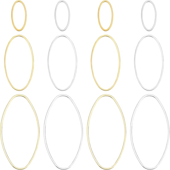 240pcs Open Bezel Pendant Charm Hollow Frame Pendant Blanks Oval Earring Charms Oval Brass Rings Open Bezel for Earrings Making DIY Jewelry UV Resin Crafts - Golden & Silver Plated
