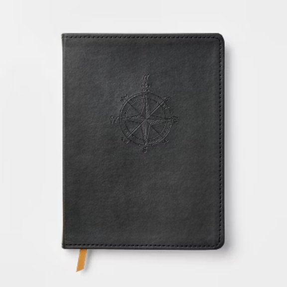 240pg Ruled Journal 8"x6" Faux Leather Compass: Soft Cover, Sewn Binding, Narrow Lined Paper, Multicolored