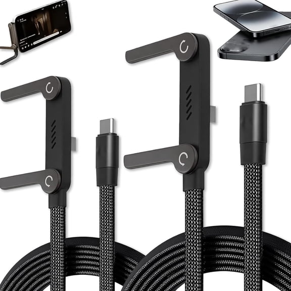 240w Usb-C Charge Cable, 240w Stand Data Cable, Invisible Holder Charger Cable With Stand, Flat Charger For Iphone, Sideways Folding Phone Charger, Elbow Fast Charging Data Cable For Smartphones Tabl
